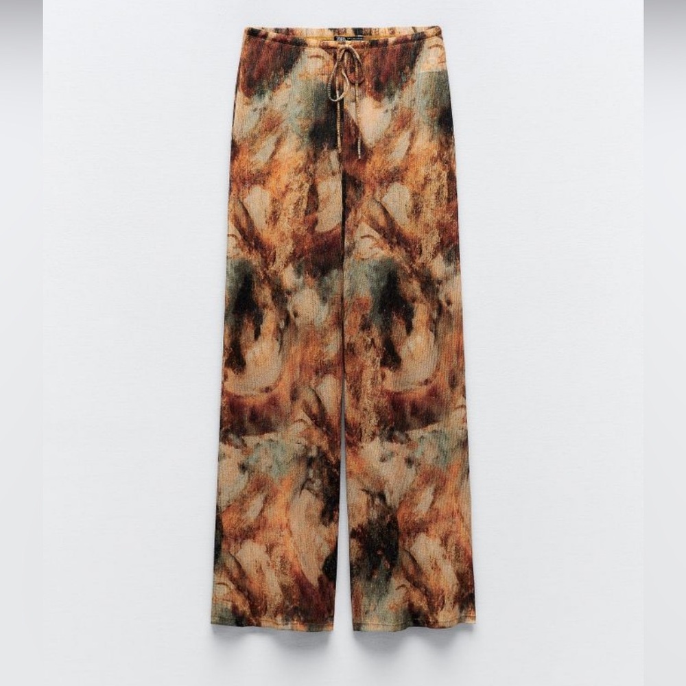 Zara Printed Pleated Pants